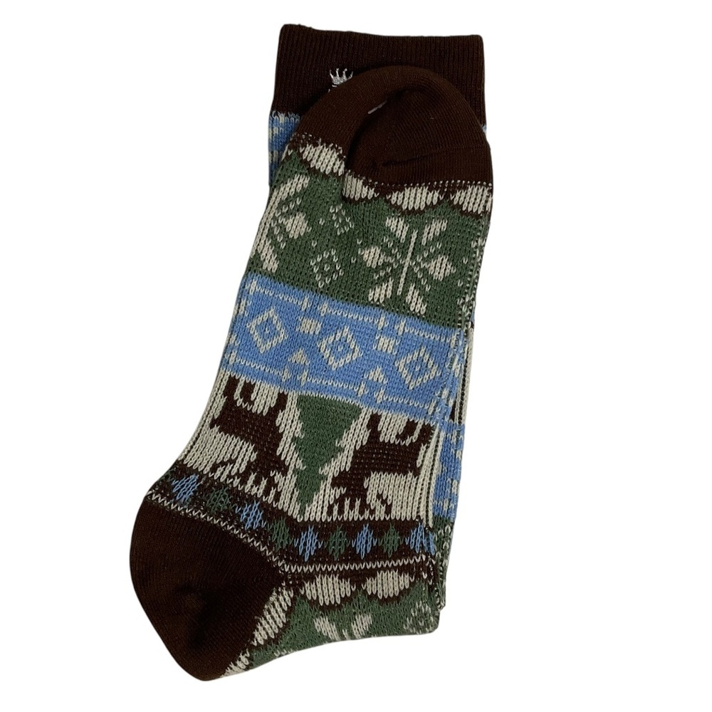 NWOT Deer Forest Cabin Crew Socks 9” Cozy Winter Lodge Nature Core - Picture 3 of 6